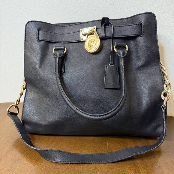 Michael Kors Handbags - Michael Kors Hamilton Tote Bag – Black Leather – Women’s Handbag
